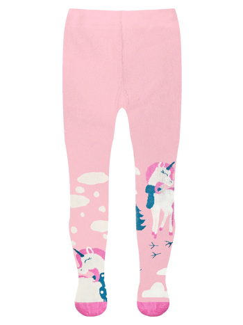 Rutschfeste Strumpfhosen für Kinder Einhorn mit Schal