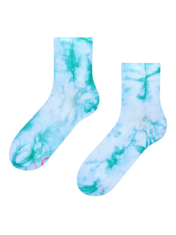 Aquamaringrüne Crewsocken mit Tie-Dye-Effekt