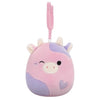 Squishmallows Clip-On Patty die zwinkernde rosa und lila Kuh, 9 cm