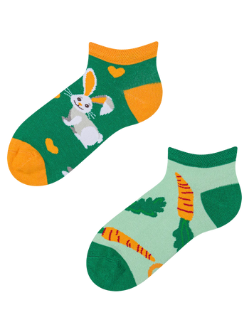 Lustige Knöchelsocken für Kinder Kaninchen und Karotte