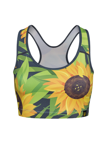 Lustiges Sportoberteil Sonnenblume und Blätter