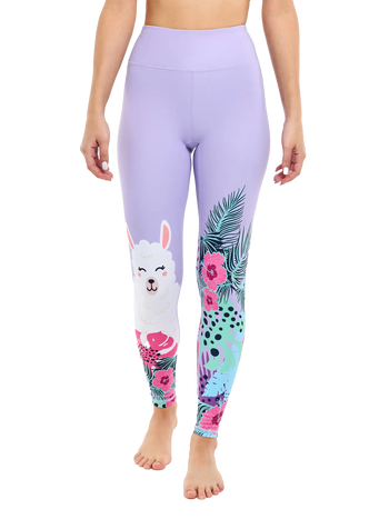 Lustige Sportleggings Lama und Blumen