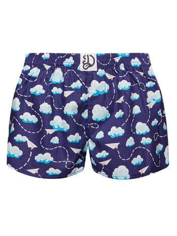Lustige Damenshorts Papierflugzeuge und Wolken
