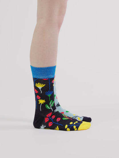 Lustige Socken Aquarell-Blumen