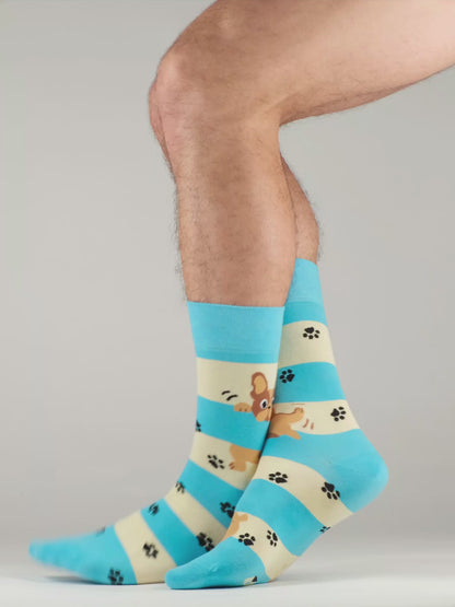 Lustige Socken Hunde und Streifen