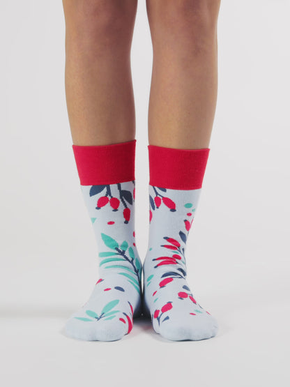 Lustige warme Socken Hagebutten im Schnee