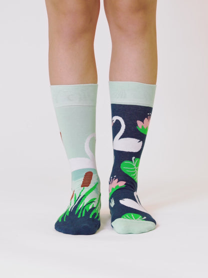 Lustige Socken Weißer Schwan